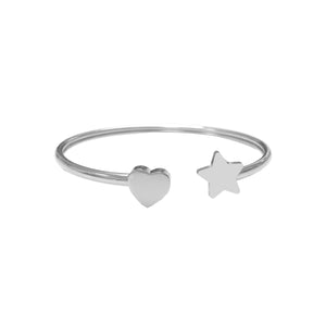 Bangle met hart- en sterbedel