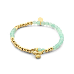 Kralenarmband met aventurijnkralen en bijenbedel
