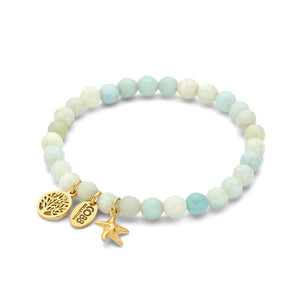 Kralenarmband rode agaat met bedels levensboom en zeepaardje
