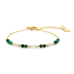 Malachite and Shell Beaded Bracelet