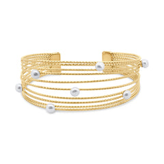Glass Pearl Open Bangle
