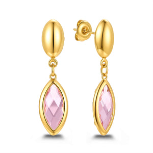 Oorbel met glazen steen wit