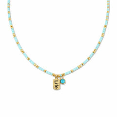 Turquoise Miyuki and Life Pendant Necklace