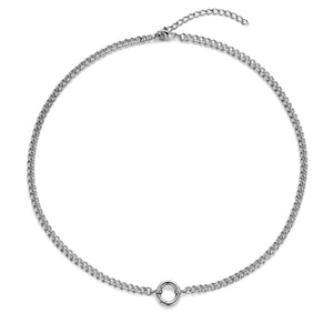 Small Figaro Chain and Ring Clasp Necklace