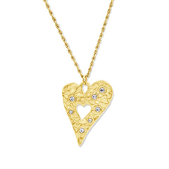 Hammered Heart Zirconia Necklace