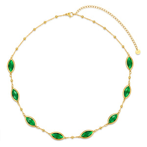Ketting met staal en roze glasstenen