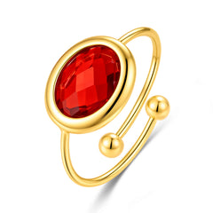 Oval Glass Stone Open Ring