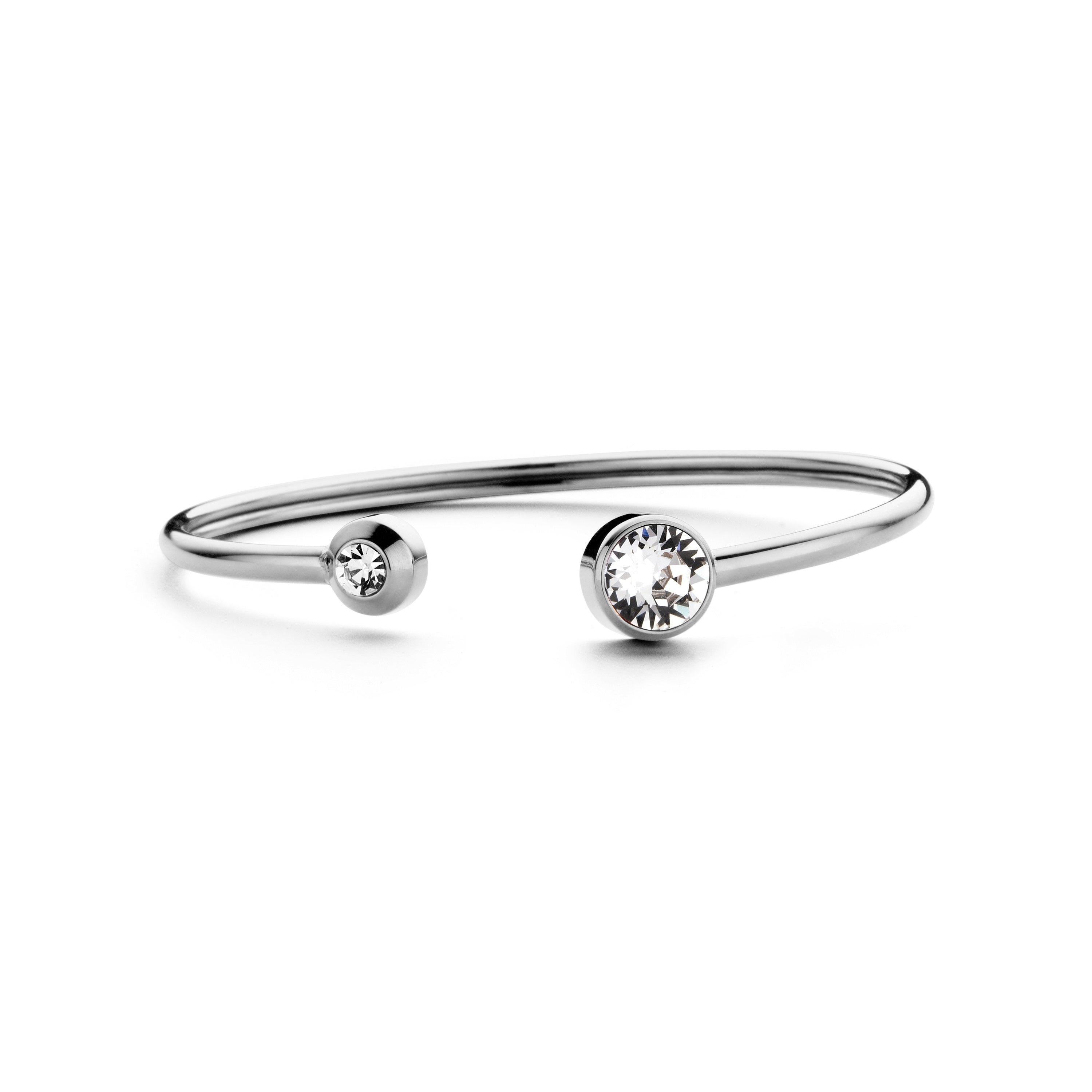 Open armband met twee kristallen