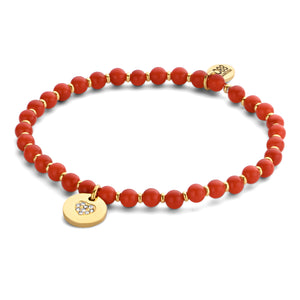 Kralenarmband zwart agaat met hartbedel