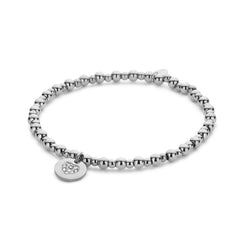 Kralenarmband stalen kralen met hartbedel
