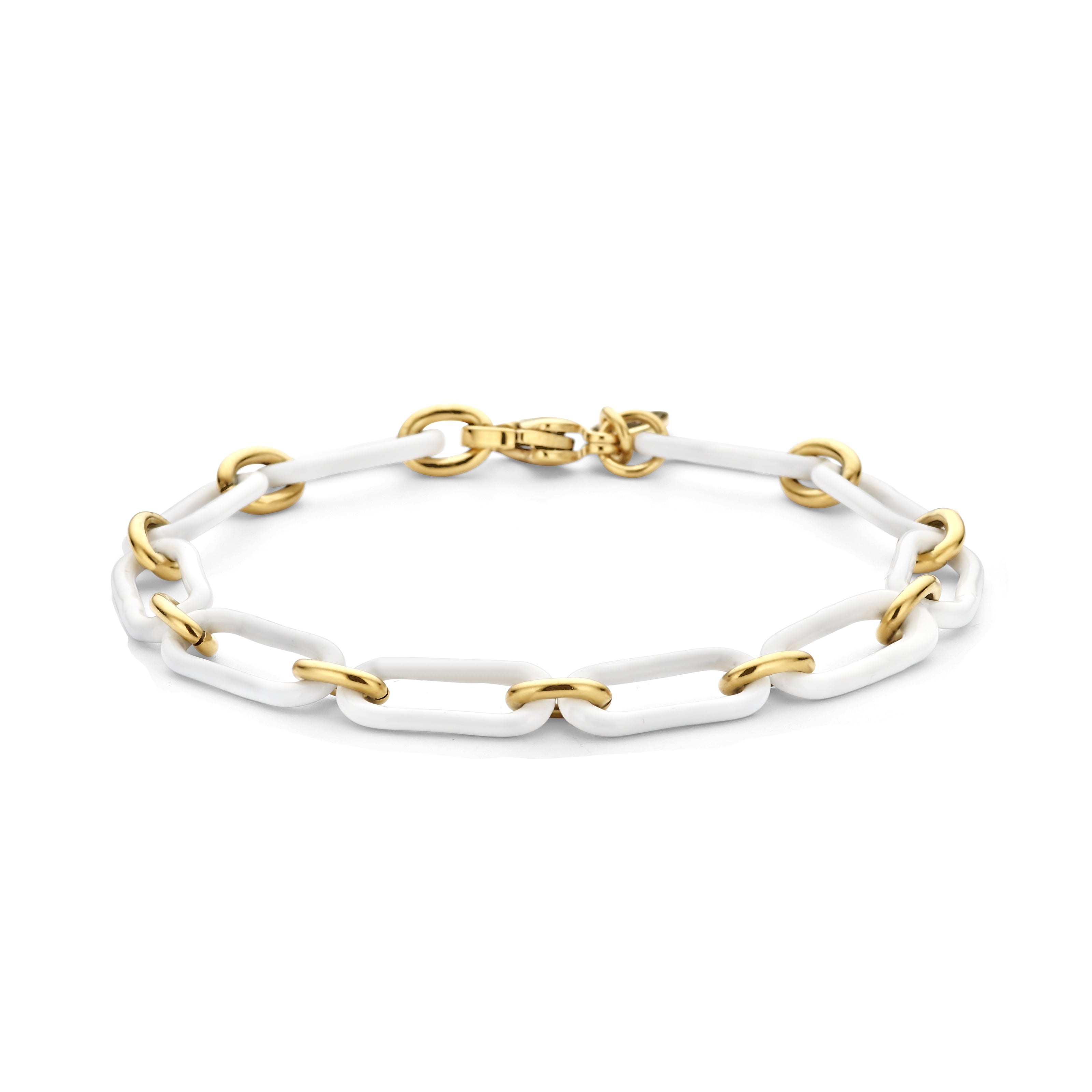 Schakelarmband emaille wit