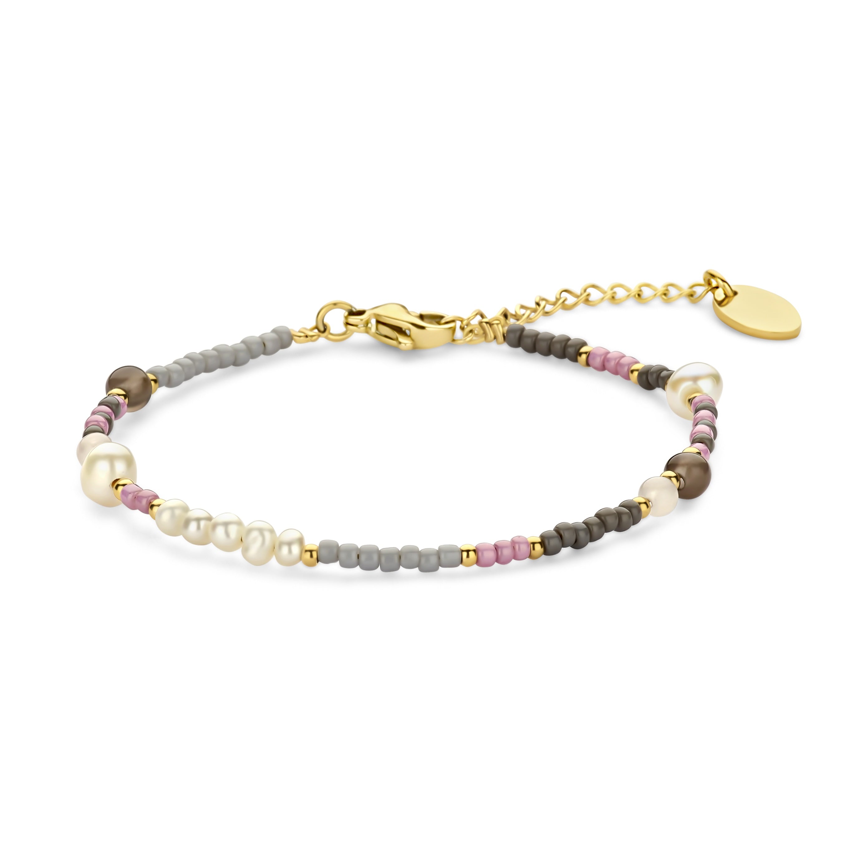 Kralenarmband paarse kralen en parels