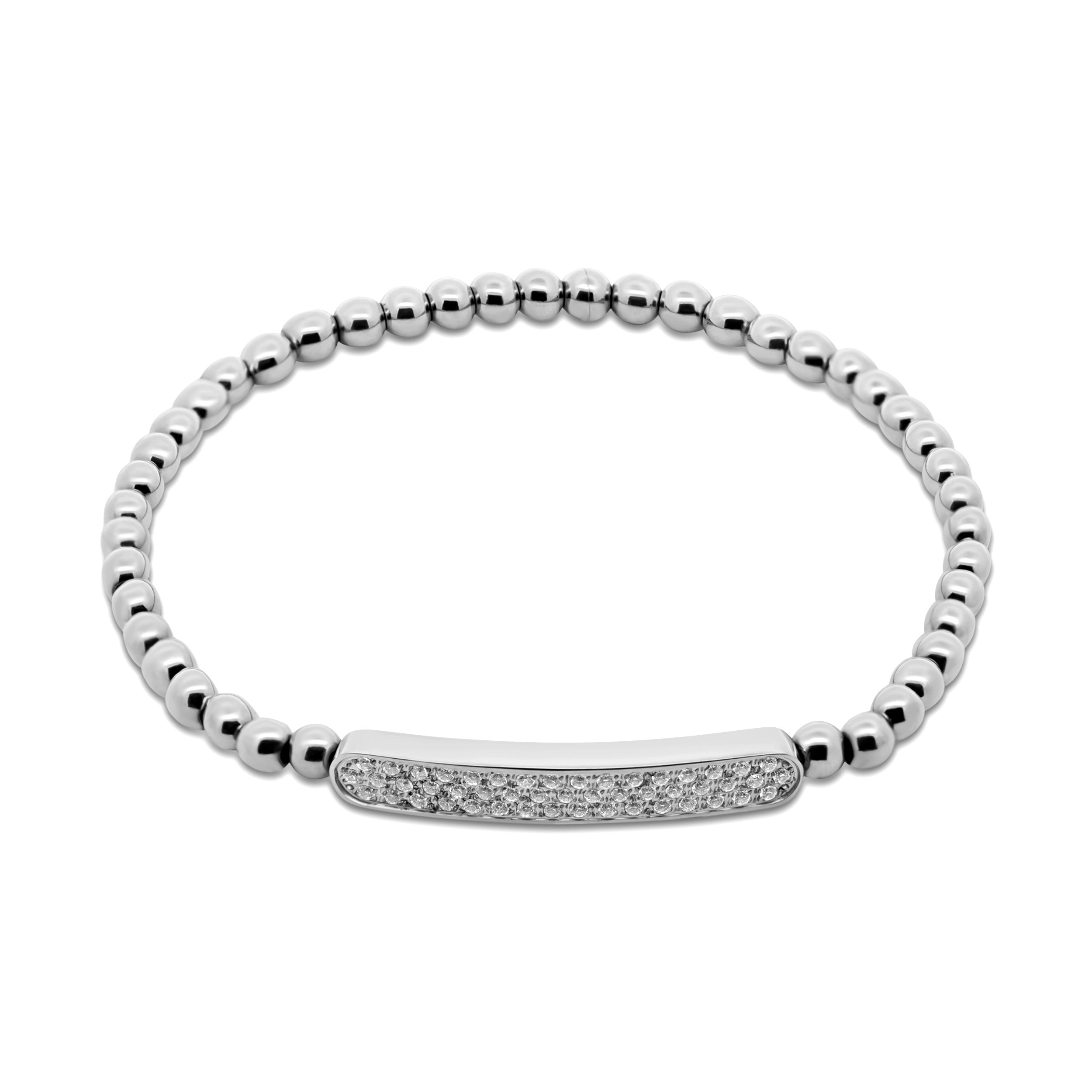 Goudkleurige kralenarmband met zirkonia staafje