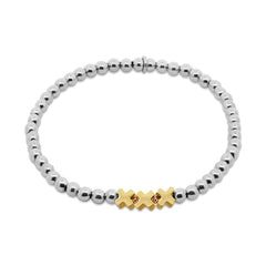 Kralenarmband stalen kralen met kruisjes
