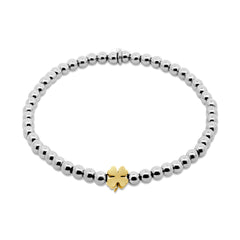 Kralenarmband stalen kralen met klavertje