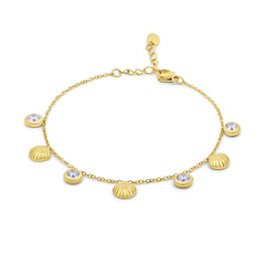 Bedelarmband ronde zirkonia steentjes en schelpen