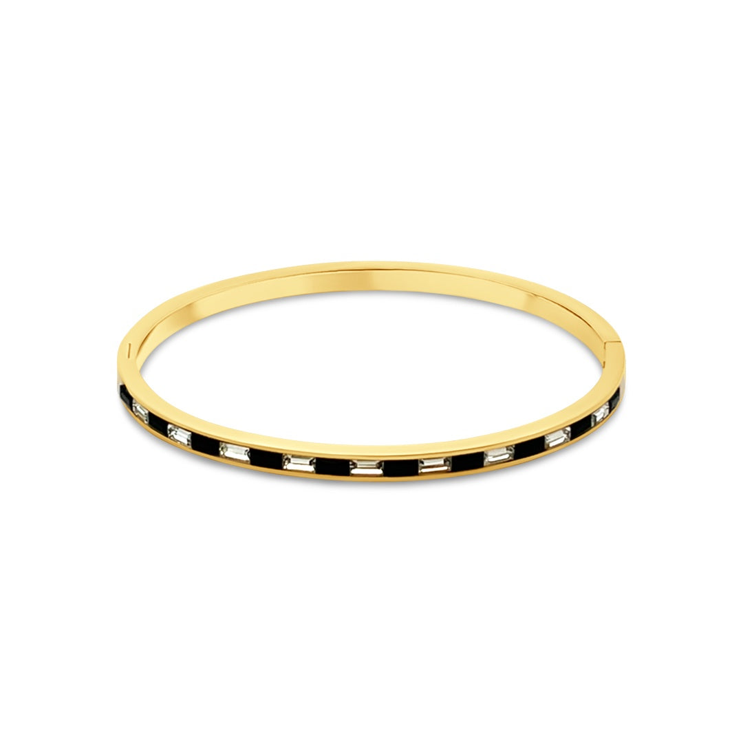 Armband met rechthoekige zwart-witte zirkoniasteentjes