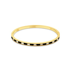 Armband met rechthoekige zwart-witte zirkoniasteentjes