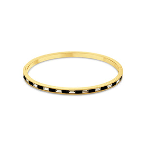 Armband met rechthoekige zwart-witte zirkoniasteentjes