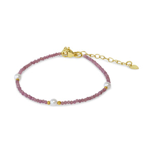 Kralenarmband toermalijn en schelpparels
