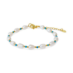 Pearl and Turquoise Bead Bracelet