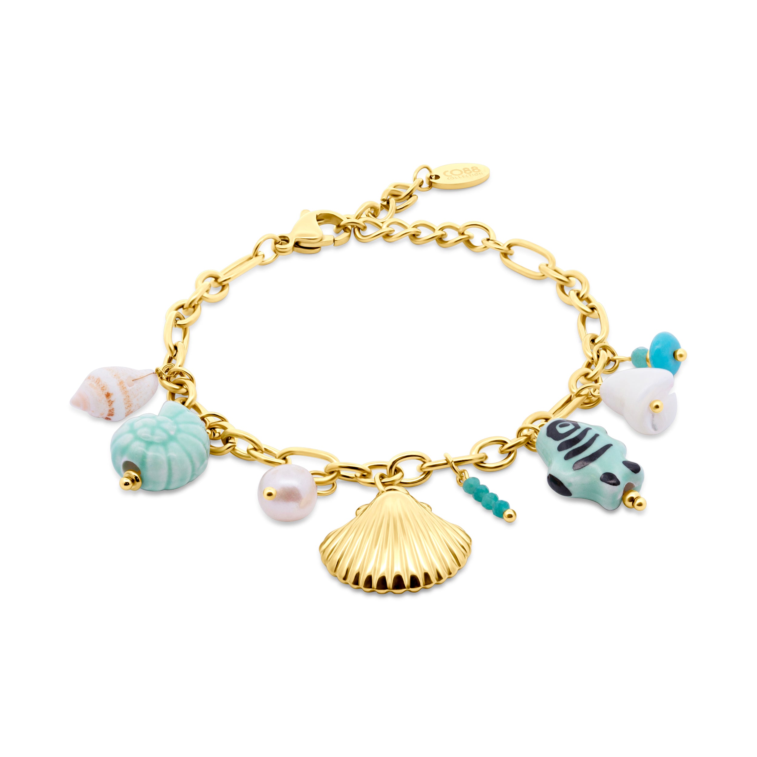 Sea Life and Scallop Shell Charm Bracelet
