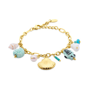Sea Life and Scallop Shell Charm Bracelet