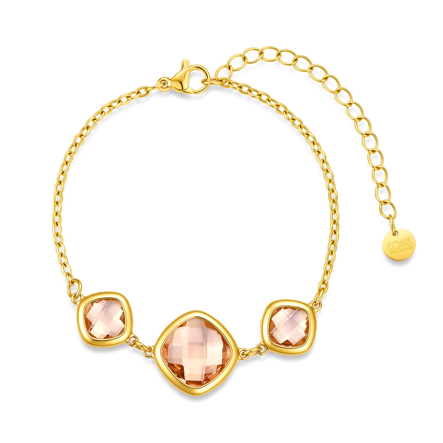 Armband met paarse glasstenen