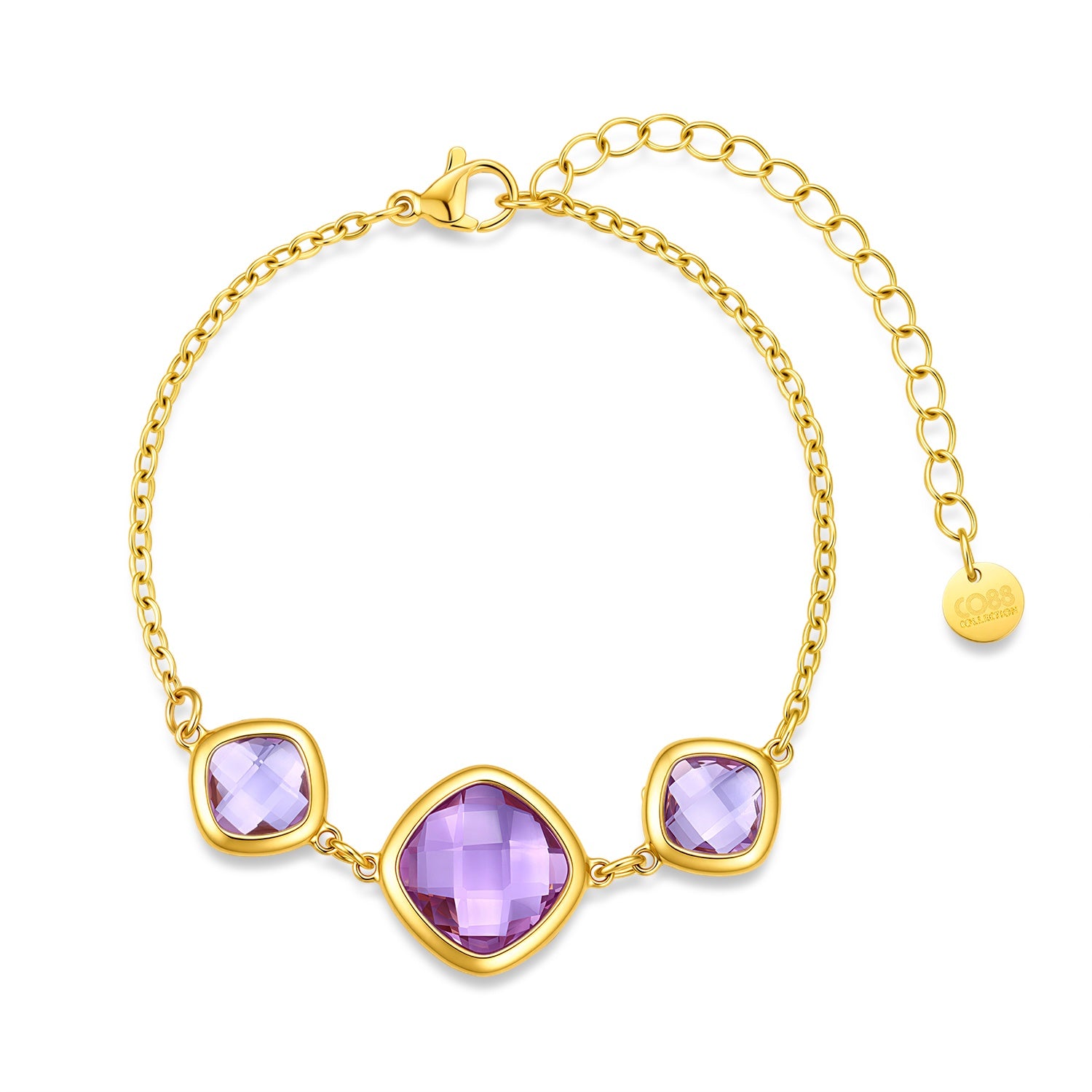 Armband met paarse glasstenen