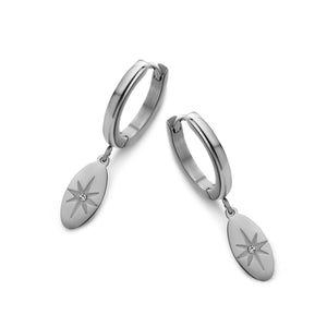 Creolen met ovale hanger met witte zirkonia