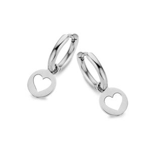 Creolen met ronde hanger met open hart
