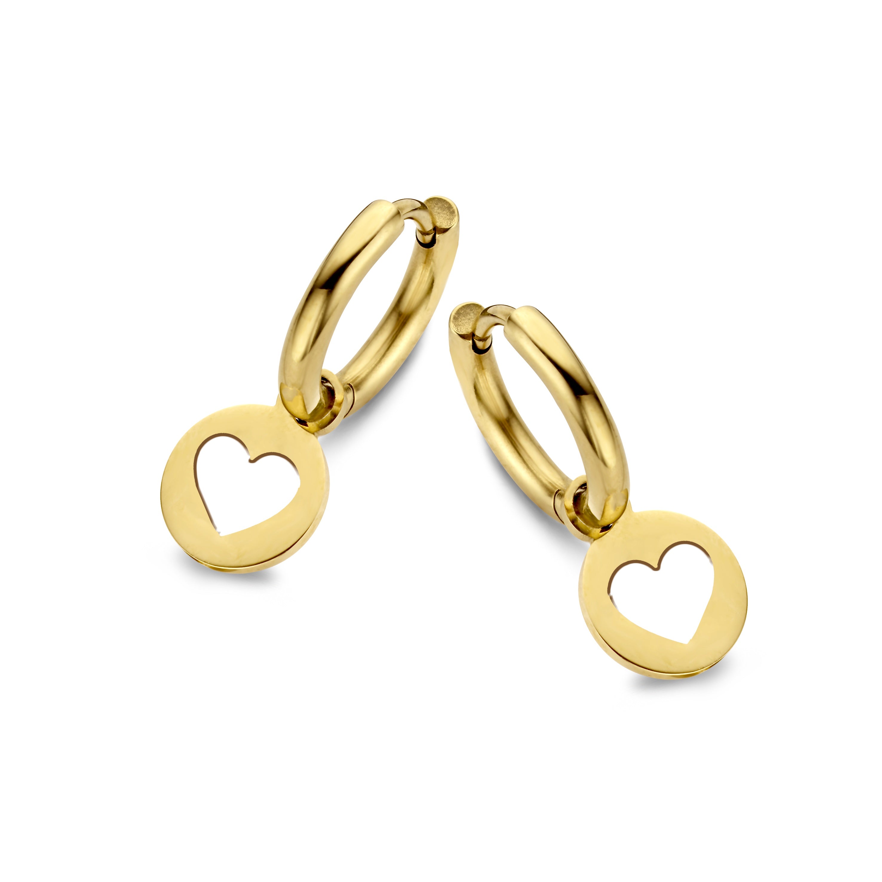 Creolen met ronde hanger met open hart