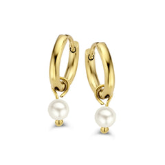 Pearl Charm Hoop Earrings