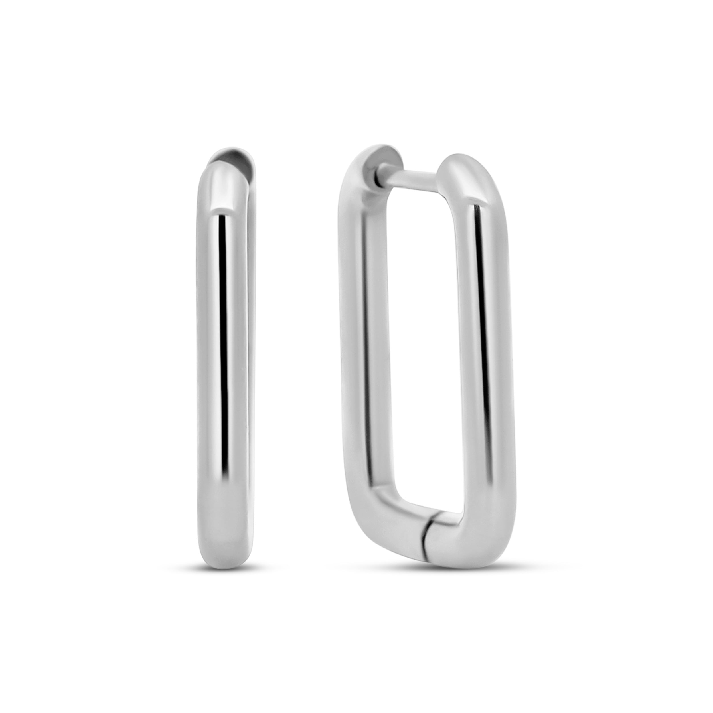 Rounded Rectangle Hoop Earrings