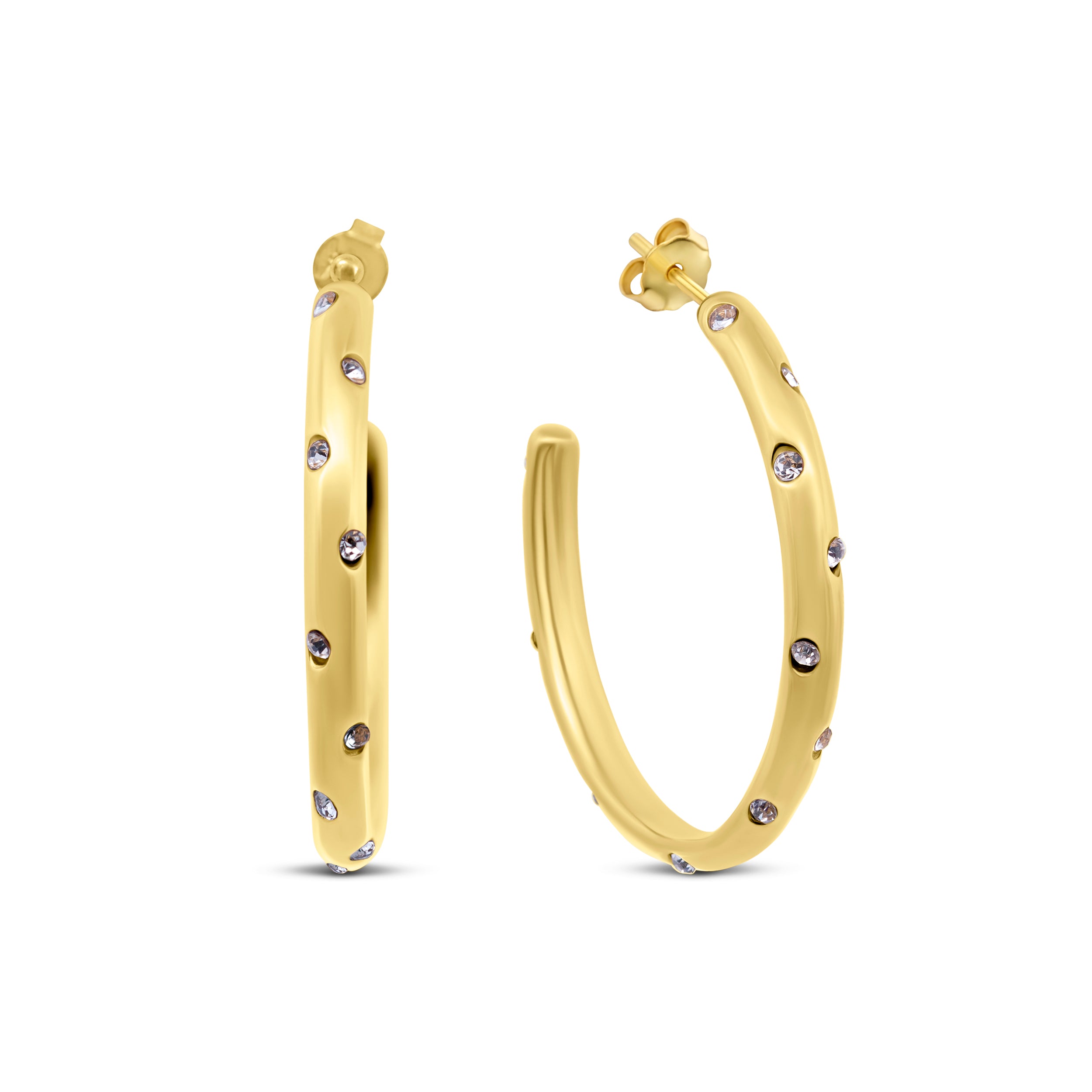 Round Zirconia Hoop Earrings