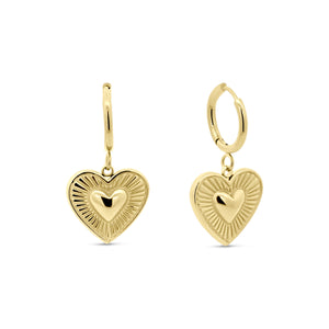 Sunray Heart Hoop Earrings