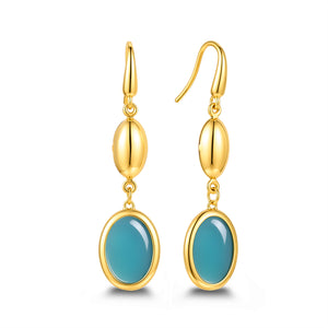 Oval Opal Drop Earrings