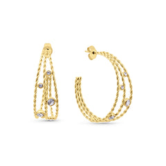 Cubic Zirconia Open Hoop Earrings
