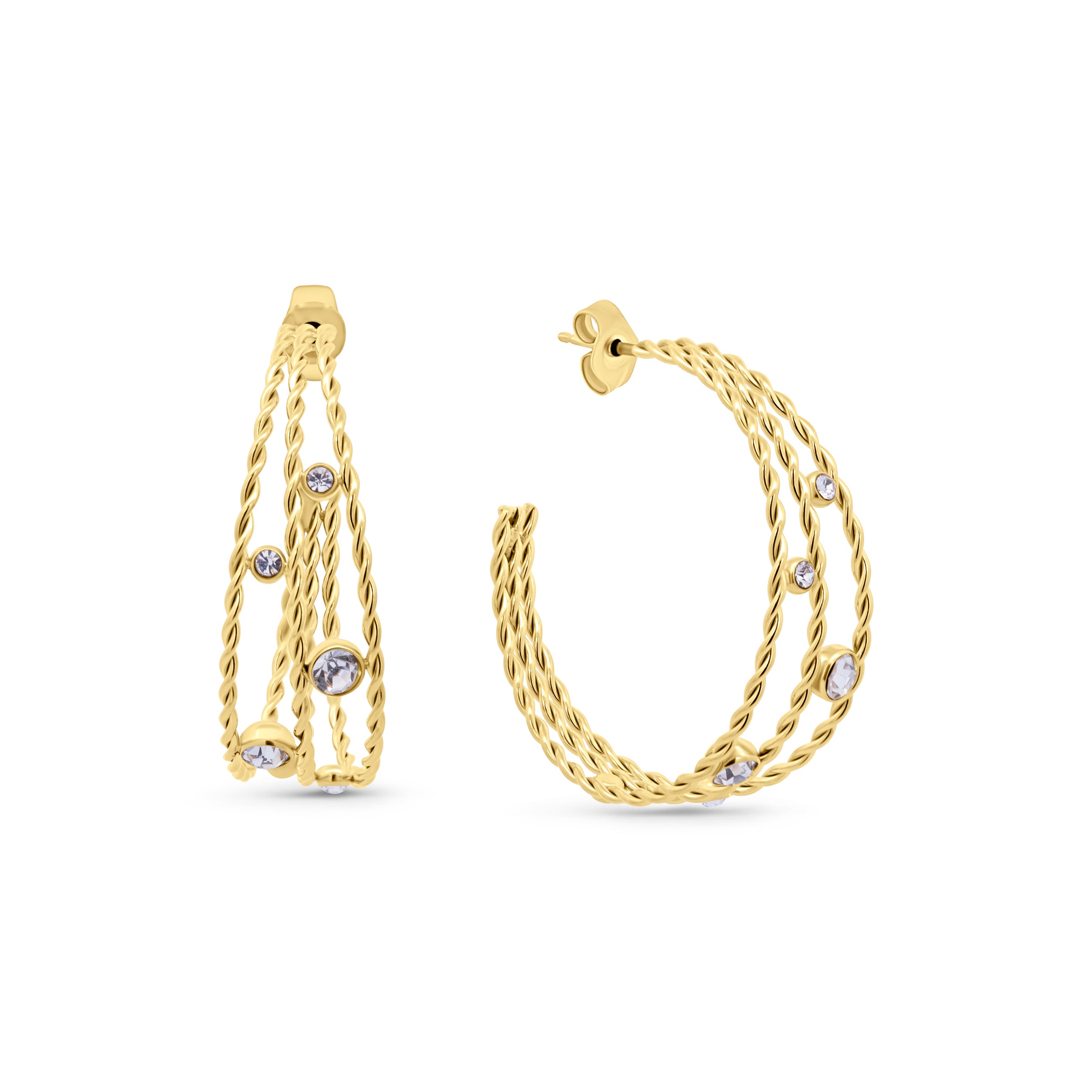 Cubic Zirconia Open Hoop Earrings