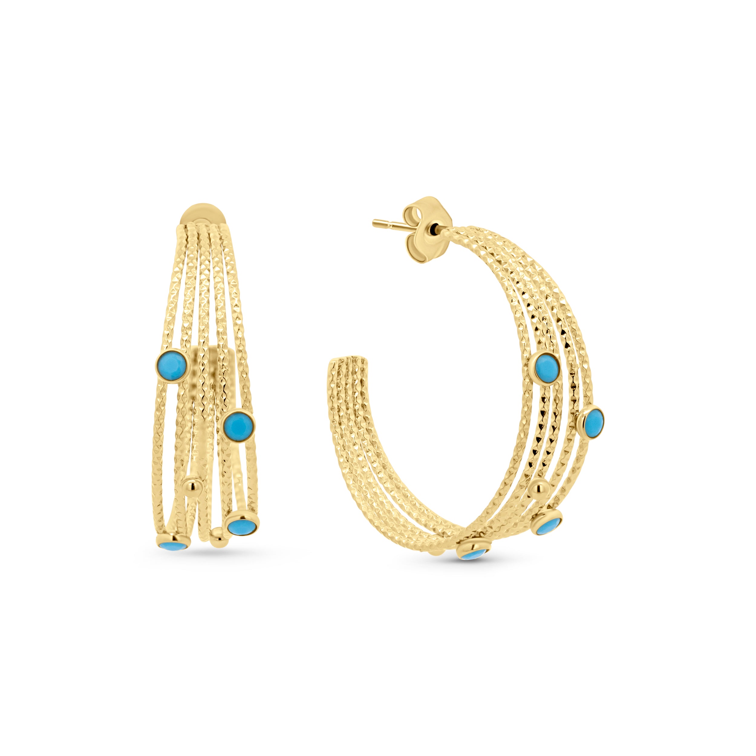 Blue Cubic Zirconia Open Hoop Earrings
