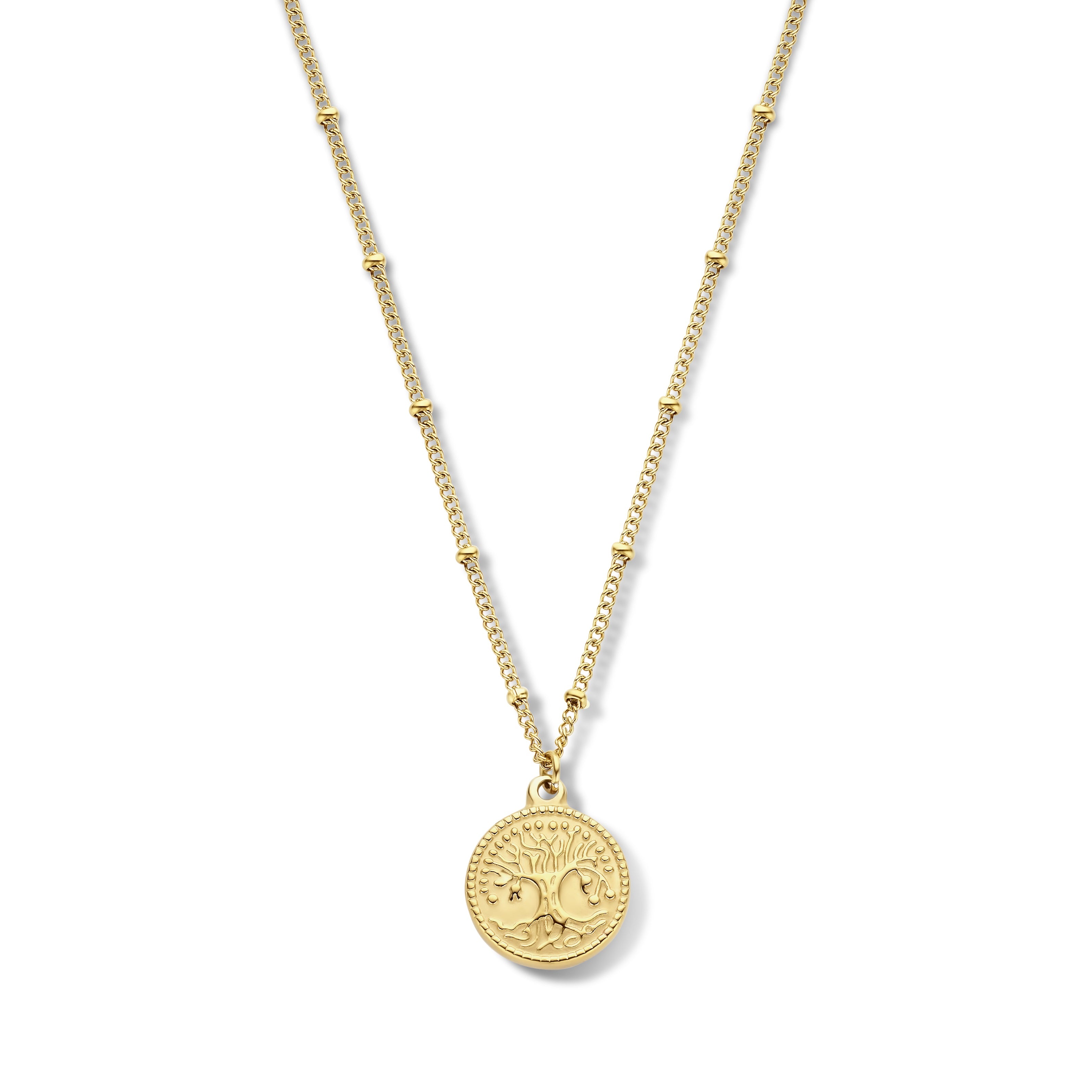 Ketting met ronde levensboom bedel