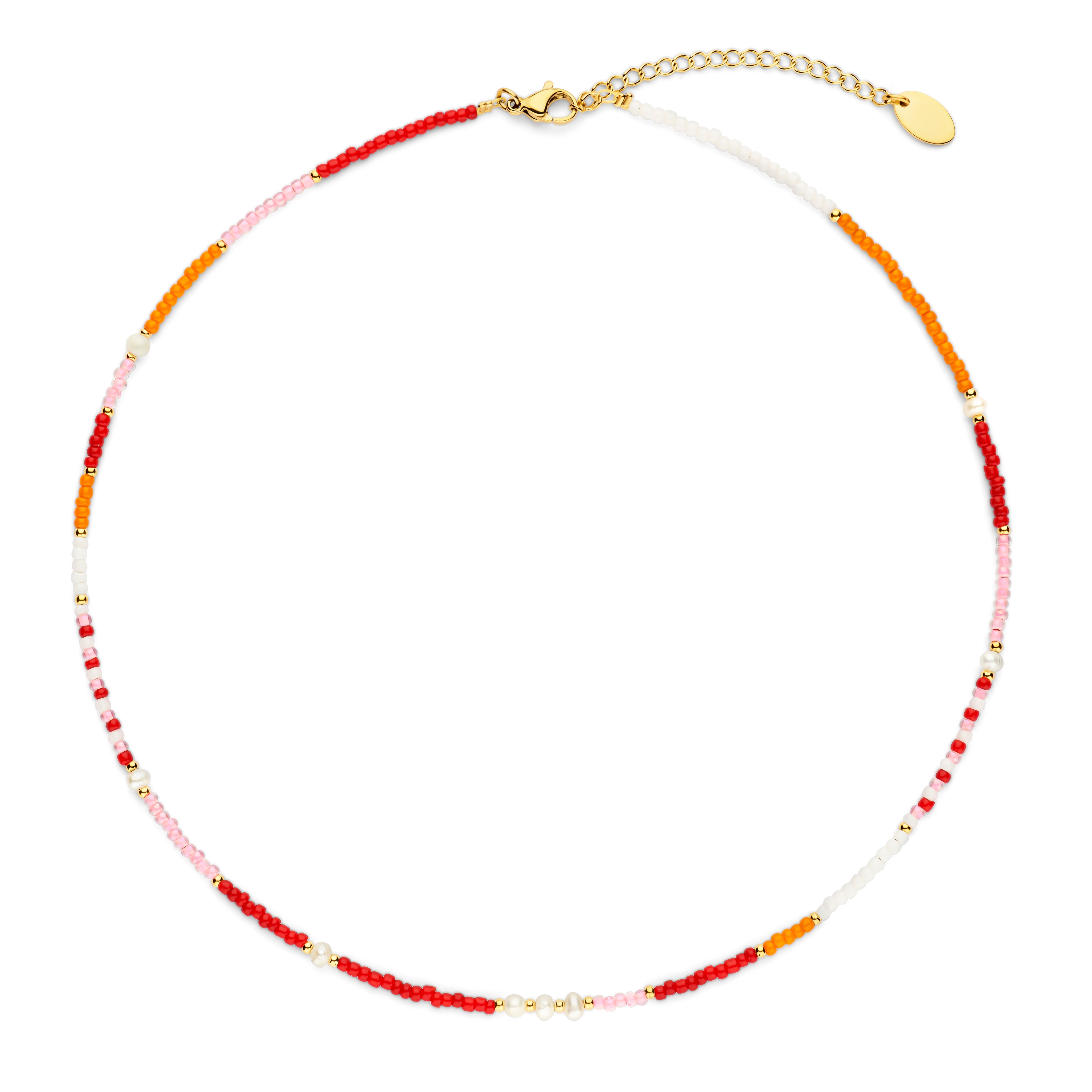 Ketting met paarse kralen en parels