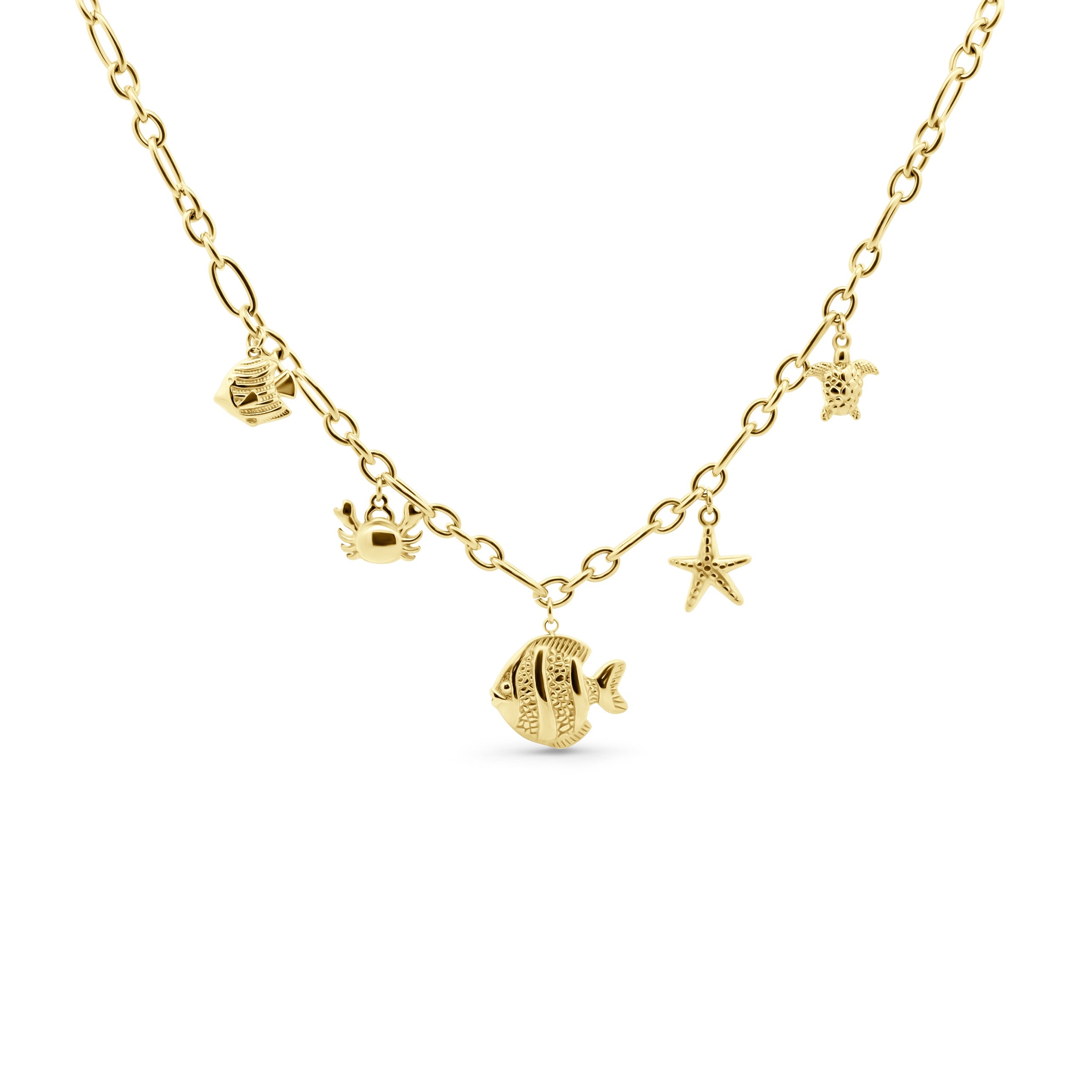 Ketting met zee bedels en grote vis