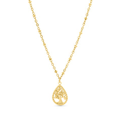 Drop Tree of Life Pendant Necklace