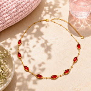Eye Shaped Glass Stone Necklace