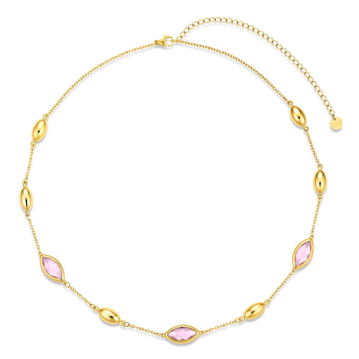 Ketting met staal en glazen stenen wit