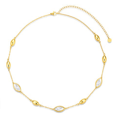 Ketting met staal en glazen stenen wit