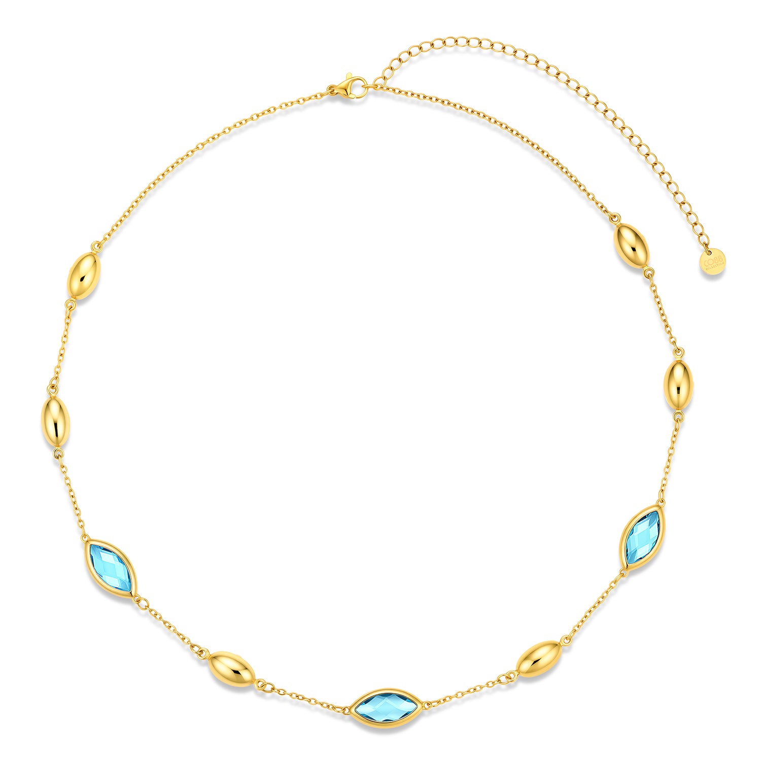 Ketting met staal en glazen stenen wit