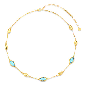 Ketting met staal en glazen stenen wit