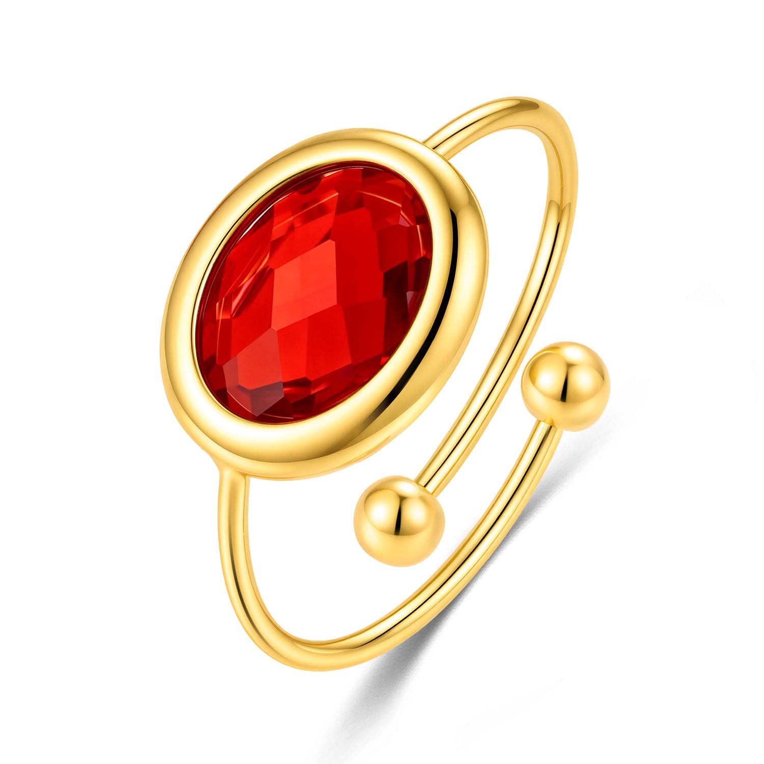 Oval Glass Stone Open Ring